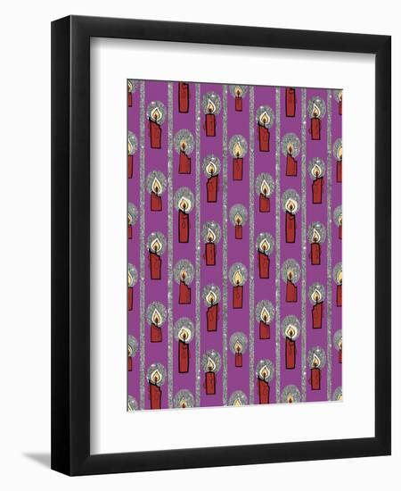 Christmas Candles Repeat Magenta-Cyndi Lou-Framed Premium Giclee Print