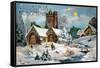 Christmas Card, Church in Winter Scene, Beatrice Litzinger Collection-null-Framed Stretched Canvas