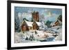 Christmas Card, Church in Winter Scene, Beatrice Litzinger Collection-null-Framed Premium Giclee Print