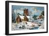 Christmas Card, Church in Winter Scene, Beatrice Litzinger Collection-null-Framed Art Print