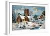 Christmas Card, Church in Winter Scene, Beatrice Litzinger Collection-null-Framed Art Print