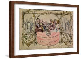 Christmas Card, Example of the First Known Christmas Card Being Used, 1843-John Callcott Horsley-Framed Giclee Print