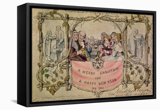 Christmas Card, Example of the First Known Christmas Card Being Used, 1843-John Callcott Horsley-Framed Stretched Canvas