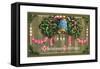 Christmas Card with a Bell and Holly-null-Framed Stretched Canvas