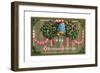 Christmas Card with a Bell and Holly-null-Framed Giclee Print