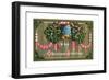 Christmas Card with a Bell and Holly-null-Framed Giclee Print