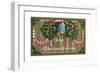 Christmas Card with a Bell and Holly-null-Framed Giclee Print
