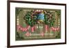 Christmas Card with a Bell and Holly-null-Framed Giclee Print