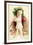 Christmas Card with Child Holding a Wreath, Beatrice Litzinger Collection-null-Framed Art Print