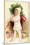 Christmas Card with Child Holding a Wreath, Beatrice Litzinger Collection-null-Mounted Art Print