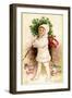 Christmas Card with Child Holding a Wreath, Beatrice Litzinger Collection-null-Framed Art Print