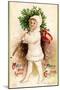 Christmas Card with Child Holding a Wreath, Beatrice Litzinger Collection-null-Mounted Art Print