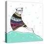 Christmas Card with Cute Hipster Polar Bear. Bear with Fair Isle Style Sweater.-cherry blossom girl-Stretched Canvas