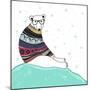 Christmas Card with Cute Hipster Polar Bear. Bear with Fair Isle Style Sweater.-cherry blossom girl-Mounted Premium Giclee Print