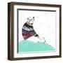 Christmas Card with Cute Hipster Polar Bear. Bear with Fair Isle Style Sweater.-cherry blossom girl-Framed Art Print