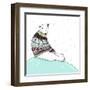 Christmas Card With Cute Polar Bear. Bear With Fair Isle Style Sweater-cherry blossom girl-Framed Art Print