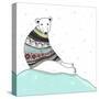 Christmas Card With Cute Polar Bear. Bear With Fair Isle Style Sweater-cherry blossom girl-Stretched Canvas