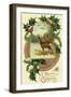 Christmas Card with Deer and Holly-null-Framed Photographic Print