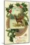 Christmas Card with Deer and Holly-null-Mounted Photographic Print