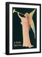 Christmas Card with Golden Angel Merry Christmas, Beatrice Litzinger Collection-null-Framed Art Print