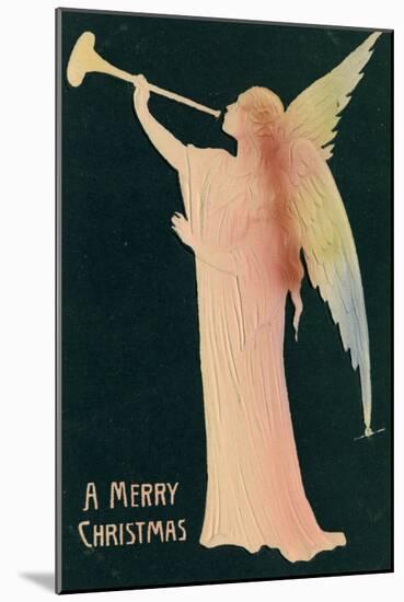 Christmas Card with Golden Angel Merry Christmas, Beatrice Litzinger Collection-null-Mounted Art Print