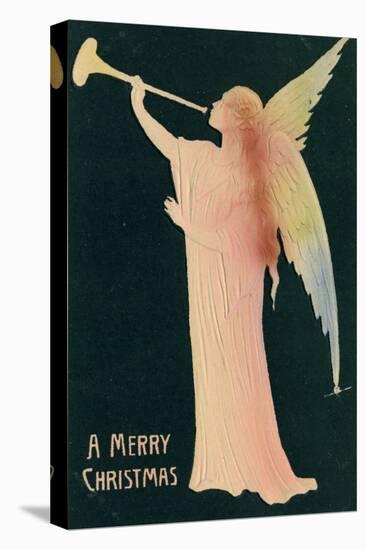 Christmas Card with Golden Angel Merry Christmas, Beatrice Litzinger Collection-null-Stretched Canvas