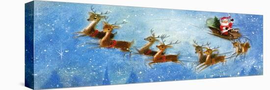 Christmas Card with Santa and his Reindeer, National Museum of American History-null-Stretched Canvas