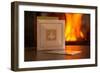 Christmas cards, fireplace with fire on background-Paivi Vikstrom-Framed Photographic Print