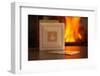 Christmas cards, fireplace with fire on background-Paivi Vikstrom-Framed Photographic Print