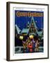 "Christmas Carolling in Village at Night," Country Gentleman Cover, December 1, 1930-Nelson Grofe-Framed Giclee Print