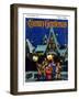 "Christmas Carolling in Village at Night," Country Gentleman Cover, December 1, 1930-Nelson Grofe-Framed Giclee Print