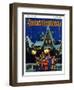 "Christmas Carolling in Village at Night," Country Gentleman Cover, December 1, 1930-Nelson Grofe-Framed Giclee Print