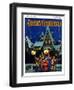 "Christmas Carolling in Village at Night," Country Gentleman Cover, December 1, 1930-Nelson Grofe-Framed Giclee Print