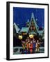 "Christmas Carolling in Village at Night,"December 1, 1930-Nelson Grofe-Framed Giclee Print