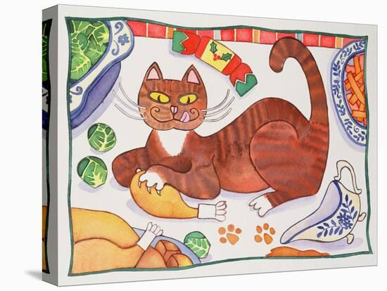 Christmas Cat and the Turkey-Cathy Baxter-Stretched Canvas