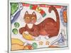 Christmas Cat and the Turkey-Cathy Baxter-Stretched Canvas