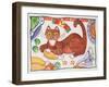 Christmas Cat and the Turkey-Cathy Baxter-Framed Giclee Print