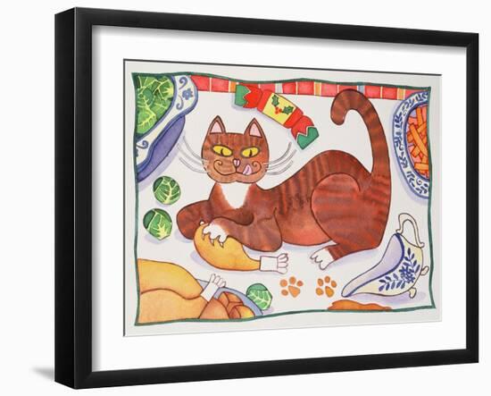 Christmas Cat and the Turkey-Cathy Baxter-Framed Giclee Print