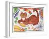 Christmas Cat and the Turkey-Cathy Baxter-Framed Giclee Print