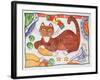 Christmas Cat and the Turkey-Cathy Baxter-Framed Giclee Print