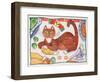 Christmas Cat and the Turkey-Cathy Baxter-Framed Giclee Print