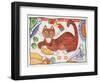 Christmas Cat and the Turkey-Cathy Baxter-Framed Giclee Print