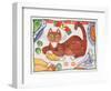 Christmas Cat and the Turkey-Cathy Baxter-Framed Giclee Print