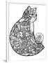 Christmas Cat: LINE ART-Oxana Zaika-Framed Premium Giclee Print