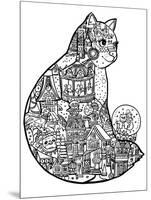 Christmas Cat: LINE ART-Oxana Zaika-Mounted Premium Giclee Print