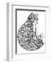 Christmas Cat: LINE ART-Oxana Zaika-Framed Giclee Print