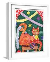 Christmas Cat with Decorations-Cathy Baxter-Framed Giclee Print