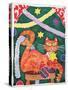 Christmas Cat with Decorations-Cathy Baxter-Stretched Canvas