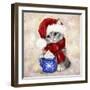 Christmas Cat with Hot Chocolate-MAKIKO-Framed Giclee Print