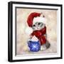 Christmas Cat with Hot Chocolate-MAKIKO-Framed Giclee Print